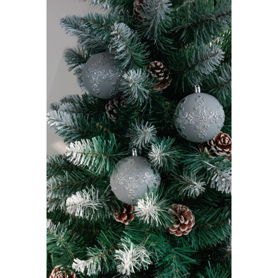 MagicHome Christmas Balls, set, 3 pcs, silver, for Christmas tree, 8 cm