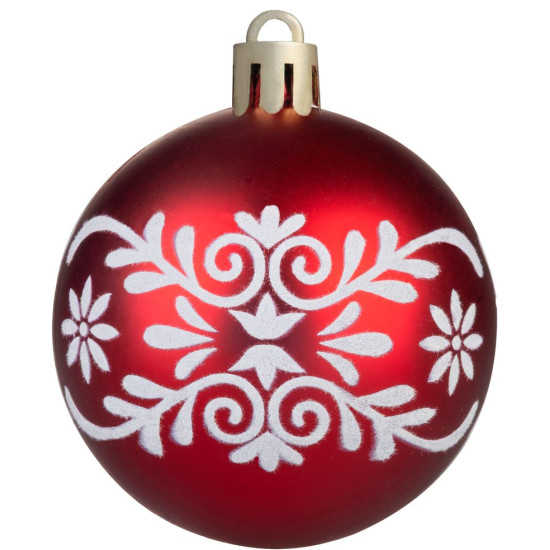 MagicHome Christmas balls, 12 pcs, 6 cm, red with white ornament, for the Christmas tree MagicHome Christmas balls, 12 pcs, 6 cm, red with white ornament, for the Christmas tree