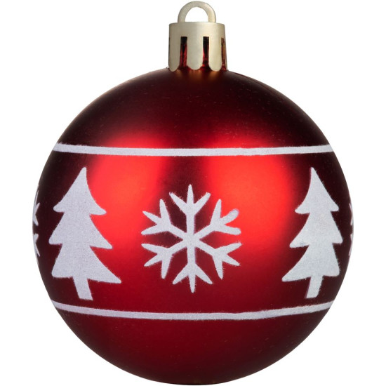 MagicHome Christmas balls, 12 pcs, 6 cm, red with white ornament, for the Christmas tree MagicHome Christmas balls, 12 pcs, 6 cm, red with white ornament, for the Christmas tree