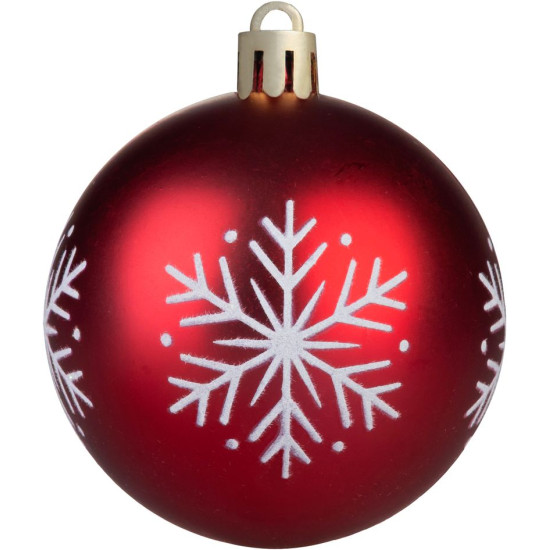 MagicHome Christmas balls, 12 pcs, 6 cm, red with white ornament, for the Christmas tree MagicHome Christmas balls, 12 pcs, 6 cm, red with white ornament, for the Christmas tree