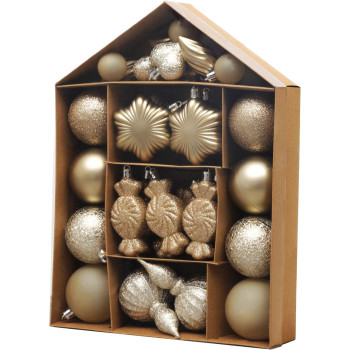 MagicHome Christmas Balls, set, 32 pcs, champagne, mix, for the Christmas tree