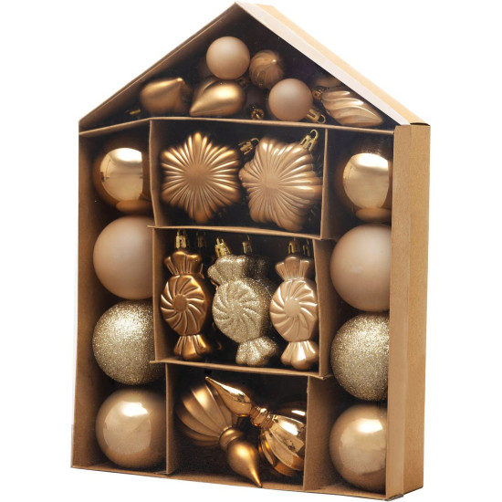 MagicHome Christmas Balls, set, 32 pcs, bronze, mix, for Christmas tree