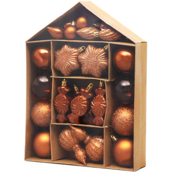 MagicHome Christmas Balls, set, 32 pcs, copper, mix, for Christmas tree