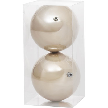 MagicHome Christmas balls, 2 pcs, beige, for Christmas tree, 12 cm