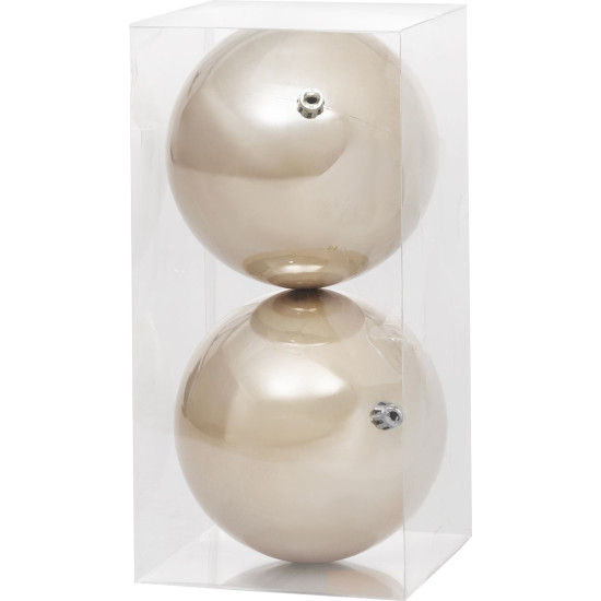 MagicHome Christmas balls, 2 pcs, beige, for Christmas tree, 12 cm MagicHome Christmas balls, 2 pcs, beige, for Christmas tree, 12 cm