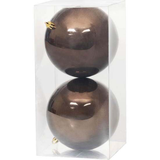 MagicHome Christmas Balls, 2 pcs, brown, for Christmas tree, 12 cm