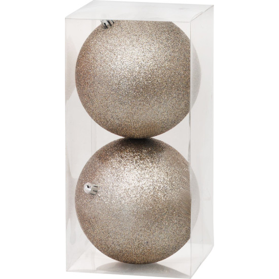 MagicHome Christmas balls, 2 pcs, beige, for Christmas tree, 12 cm