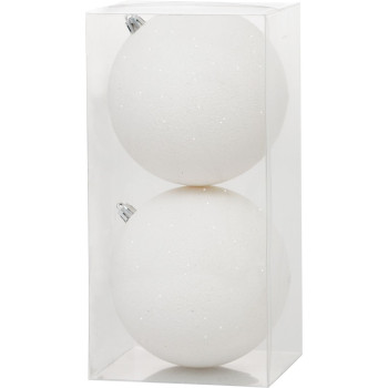 MagicHome Christmas Balls, 2 pcs, white, for Christmas tree, 12 cm