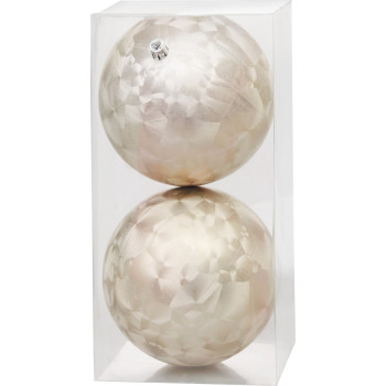 MagicHome Christmas balls, 2 pcs, beige, for Christmas tree, 12 cm
