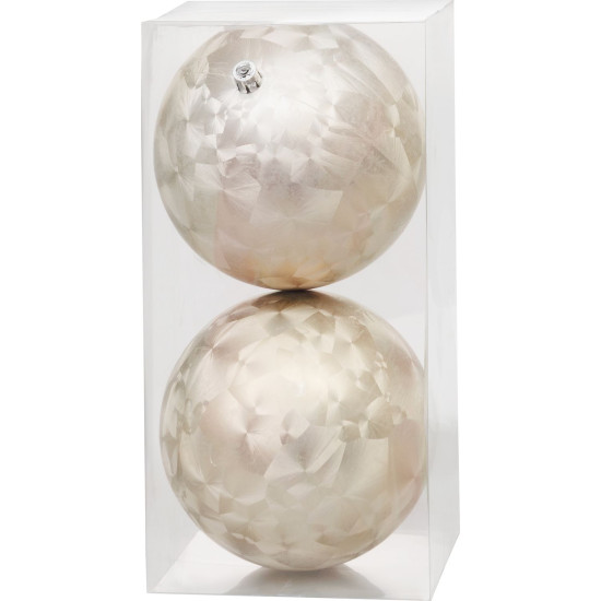 MagicHome Christmas balls, 2 pcs, beige, for Christmas tree, 12 cm MagicHome Christmas balls, 2 pcs, beige, for Christmas tree, 12 cm
