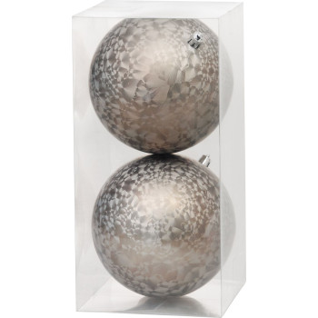 MagicHome Christmas Ball, 2 pcs, taupe, for Christmas tree, 12 cm