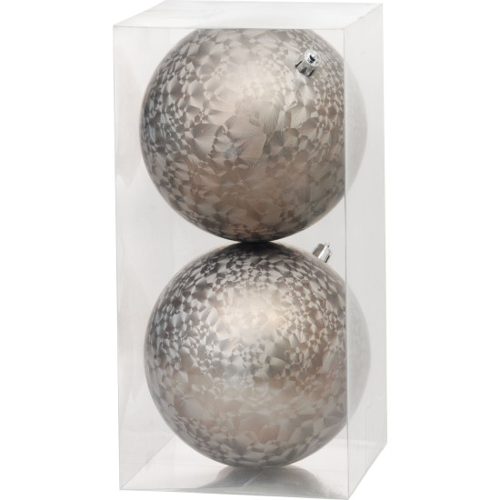 MagicHome Christmas Ball, 2 pcs, taupe, for Christmas tree, 12 cm MagicHome Christmas Ball, 2 pcs, taupe, for Christmas tree, 12 cm