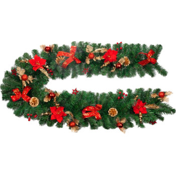 MagicHome Christmas decoration, garland, red, 200 cm MagicHome Christmas decoration, garland, red, 200 cm