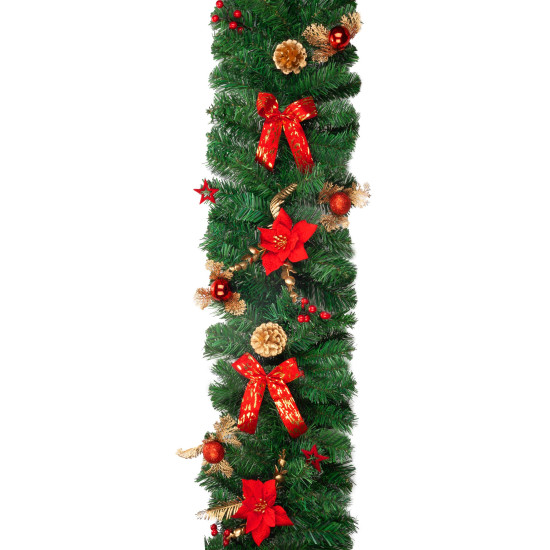 MagicHome Christmas decoration, garland, red, 200 cm MagicHome Christmas decoration, garland, red, 200 cm