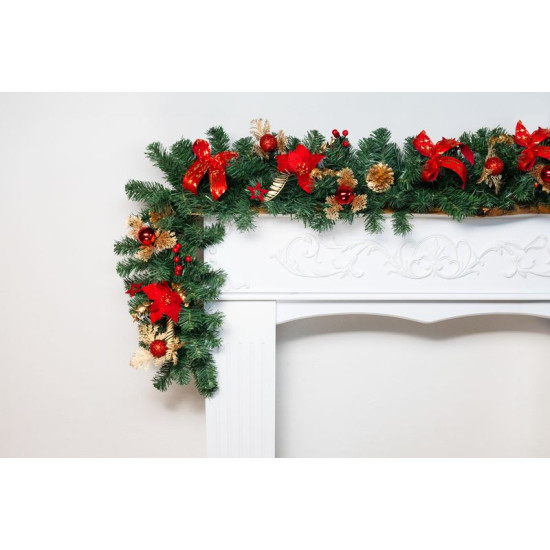 MagicHome Christmas decoration, garland, red, 200 cm MagicHome Christmas decoration, garland, red, 200 cm