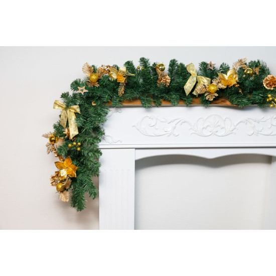 MagicHome Christmas decoration, garland, gold, 200 cm MagicHome Christmas decoration, garland, gold, 200 cm