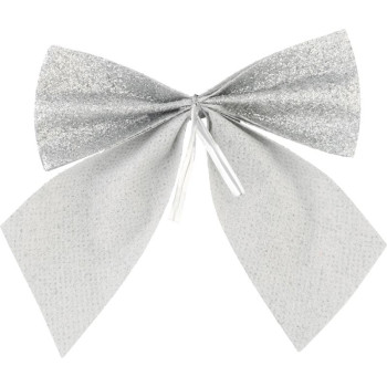 MagicHome Christmas decoration, bow, silver, bal. 4 pcs, 9 x 9 cm MagicHome Christmas decoration, bow, silver, bal. 4 pcs, 9 x 9 cm