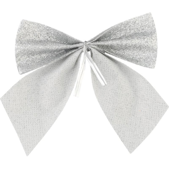MagicHome Christmas decoration, bow, silver, bal. 4 pcs, 9 x 9 cm MagicHome Christmas decoration, bow, silver, bal. 4 pcs, 9 x 9 cm