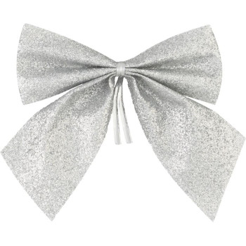 MagicHome Christmas decoration, bow, silver, bal. 4 pcs, 9 x 9 cm