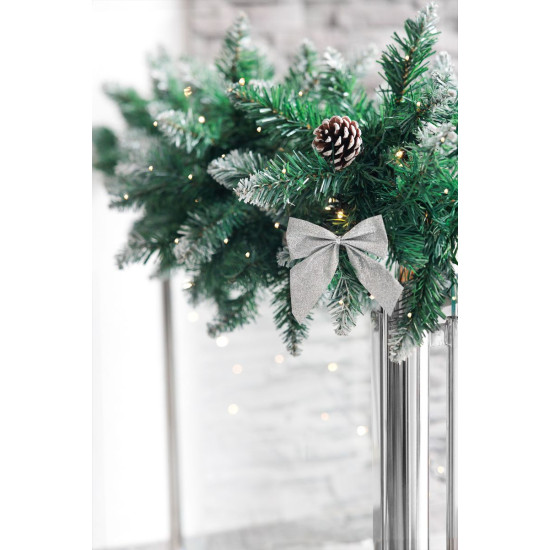 MagicHome Christmas decoration, bow, silver, bal. 4 pcs, 9 x 9 cm MagicHome Christmas decoration, bow, silver, bal. 4 pcs, 9 x 9 cm