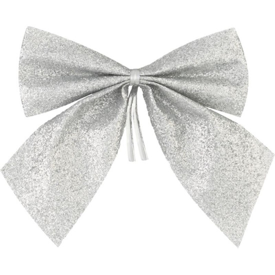 MagicHome Christmas decoration, bow, silver, bal. 4 pcs, 9 x 9 cm MagicHome Christmas decoration, bow, silver, bal. 4 pcs, 9 x 9 cm