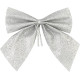 MagicHome Christmas decoration, bow, silver, bal. 4 pcs, 9 x 9 cm MagicHome Christmas decoration, bow, silver, bal. 4 pcs, 9 x 9 cm