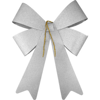 MagicHome Christmas decoration, bow, silver, 38 x 30 cm MagicHome Christmas decoration, bow, silver, 38 x 30 cm