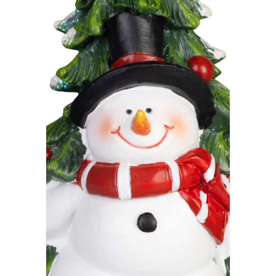 MagicHome Christmas Decoration, Snowman with Tree, 9.5x10x20 cm MagicHome Christmas Decoration, Snowman with Tree, 9.5x10x20 cm