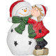 MagicHome Christmas Decoration, Little Girl with Snowman, LED, 8x12.5x15.8 cm