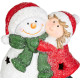 MagicHome Christmas Decoration, Little Girl with Snowman, LED, 8x12.5x15.8 cm