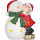 MagicHome Christmas Decoration, Little Girl with Snowman, LED, 8x12.5x15.8 cm