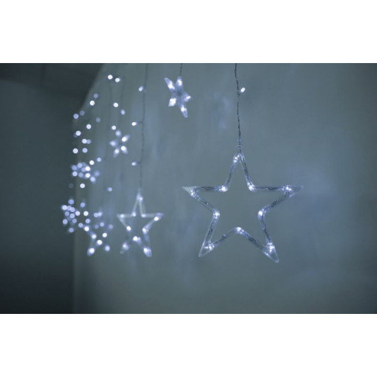 MagicHome Christmas Curtain Chain, 138x LED Cold White, with Stars, 230V, 8 Functions, Lighting, L-220x60/90 cm MagicHome Christmas Curtain Chain, 138x LED Cold White, with Stars, 230V, 8 Functions, Lighting, L-220x60/90 cm