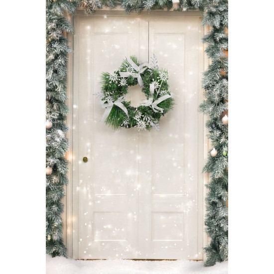 MagicHome Christmas wreath, natural, with bows, 35 cm