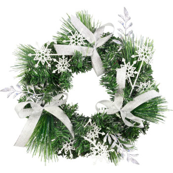 MagicHome Christmas wreath, natural, with bows, 35 cm