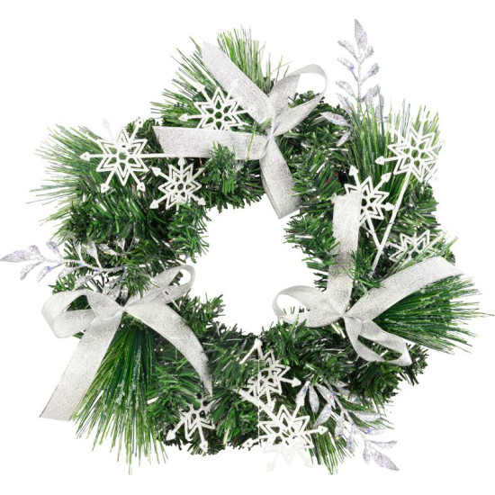 MagicHome Christmas wreath, natural, with bows, 35 cm