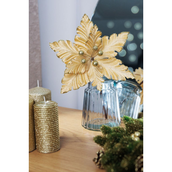Цветок MagicHome Christmas, Poinsettia, золотистый, 30 см, размер цветка: 20,5 см Цветок MagicHome Christmas, Poinsettia, золотистый, 30 см, размер цветка: 20,5 см