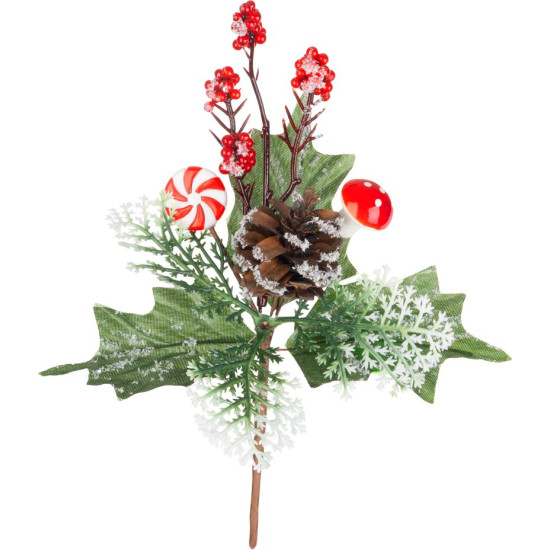 MagicHome Ziemassvētku zariņš ar lediņu un sēnēm, 19 cm