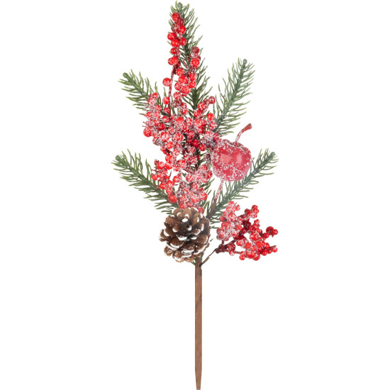 MagicHome Ziemassvētku zariņš, ar ogām, sarkans, 33 cm