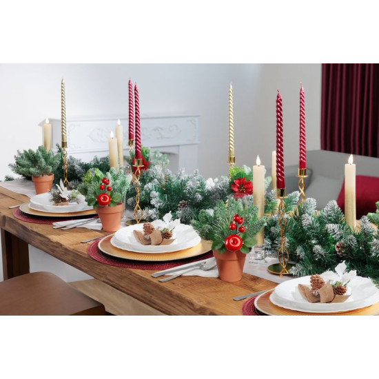 MagicHome Christmas twig, with apple, red, 14 cm