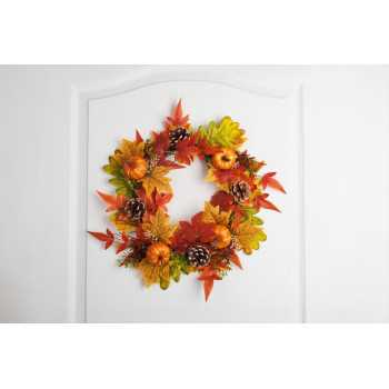 MagicHome Nature wreath, autumn, orange, maple leaves, 40 cm MagicHome Nature wreath, autumn, orange, maple leaves, 40 cm