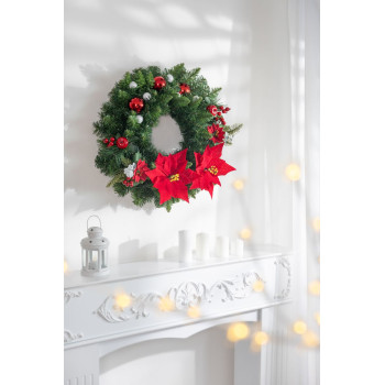 MagicHome Christmas Flower, Poinssetia, Red, 24 cm, Flower Size: 24 cm MagicHome Christmas Flower, Poinssetia, Red, 24 cm, Flower Size: 24 cm