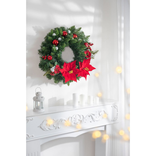 MagicHome Ziemassvētku zieds, Puansetija, Sarkans, 24 cm, Ziedu izmērs: 24 cm MagicHome Ziemassvētku zieds, Puansetija, Sarkans, 24 cm, Ziedu izmērs: 24 cm