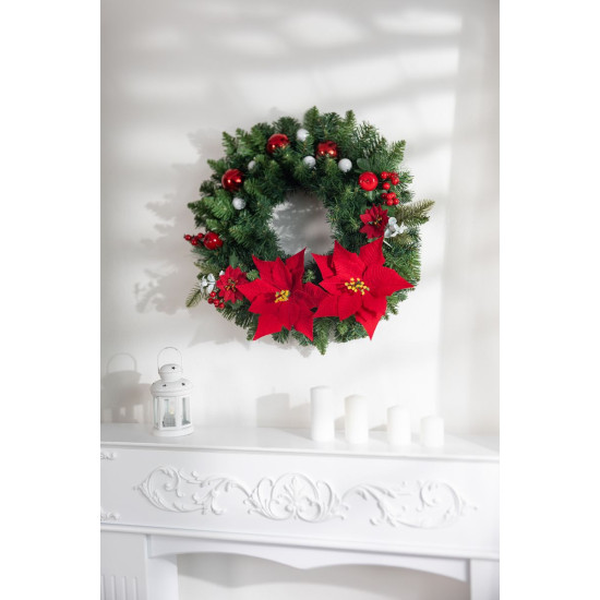 MagicHome Ziemassvētku zieds, Puansetija, Sarkans, 24 cm, Ziedu izmērs: 24 cm MagicHome Ziemassvētku zieds, Puansetija, Sarkans, 24 cm, Ziedu izmērs: 24 cm