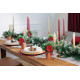 MagicHome Christmas twig, with poinsettia flower and ribbon, red, 17 cm