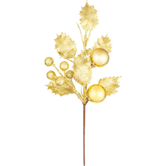 MagicHome Ziemassvētku zariņš, holly, zelts, 24 cm