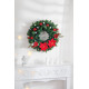 MagicHome Christmas twig, with poinsettia flower, red, 24 cm