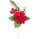 MagicHome Christmas twig, with poinsettia flower, red, 24 cm