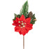MagicHome Christmas twig, with poinsettia flower, red, 18 cm