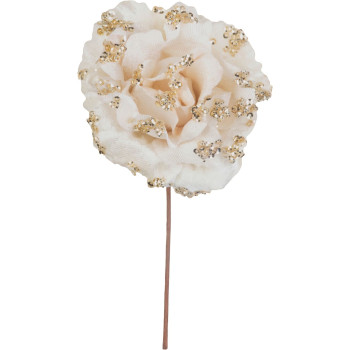 MagicHome Christmas Flower, Rose, Cream, 17 cm, Flower Size: 9 cm