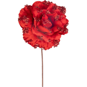 MagicHome Christmas Flower, Rose, Red, 17 cm, Flower Size: 9 cm
